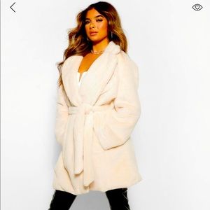 Belted faux fur coat , brand new